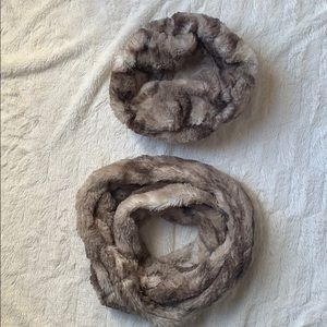 Faux fur hat and infinity scarf